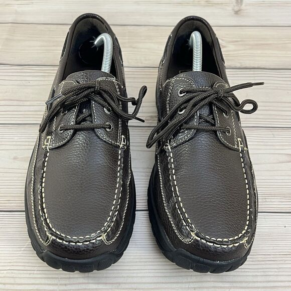 Faded Glory Mens 12 Bown Faux Leather Boat Shoe Kilroy IV Lace-Up Driving Loafer - Picture 3 of 13